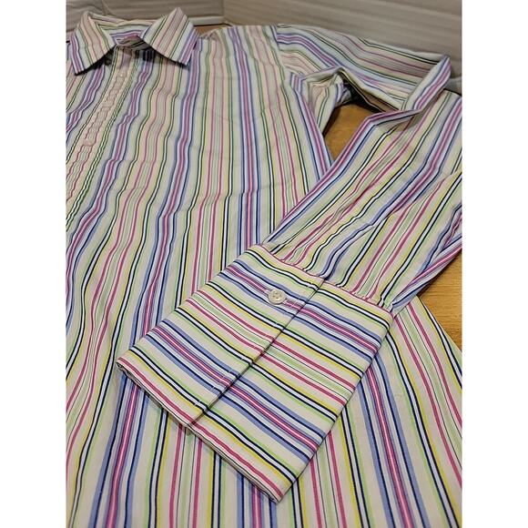 Ralph Lauren Women's 12 Black Label Striped Shirt Rainbow Preppy Business Office - Picture 3 of 8